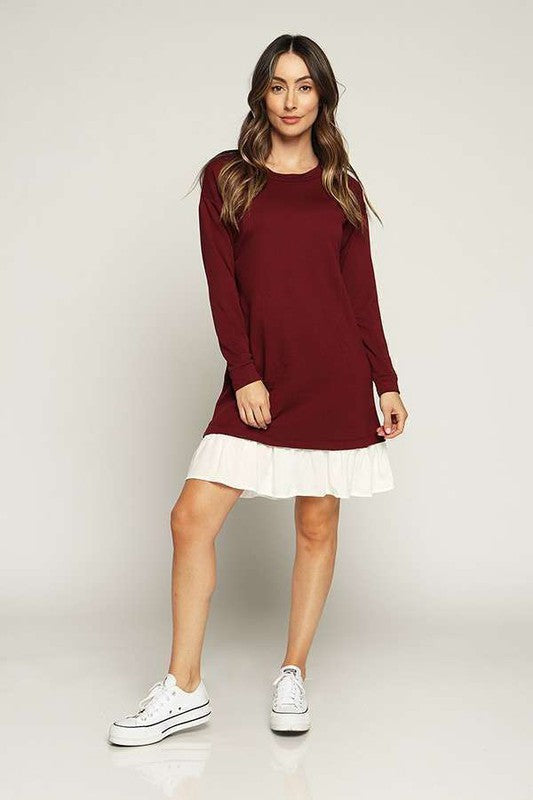 Ruffle Detail French Terry Dress FINAL SALE NO RETURNS OR EXCHANGES