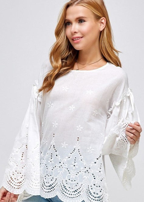 Floral Embroidered Semi Sheer Top Final Sale