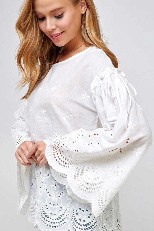 Floral Embroidered Semi Sheer Top Final Sale
