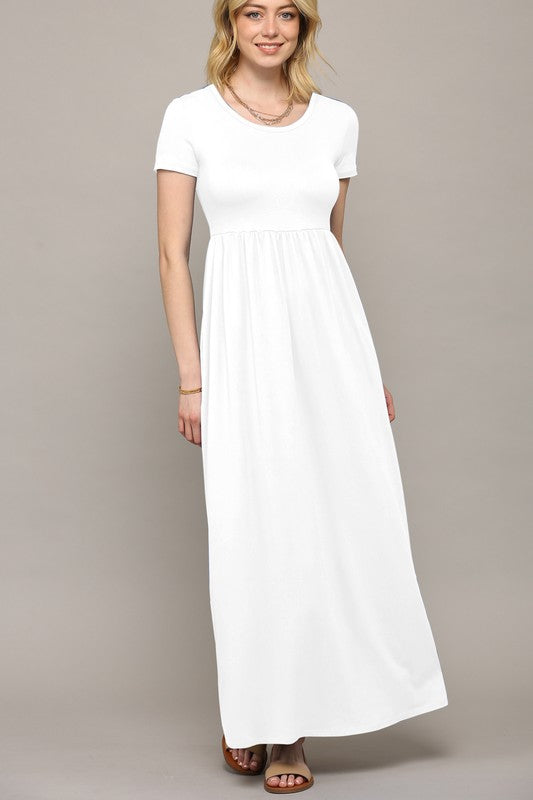 Women's Short Sleeve Maxi Dress with Pockets