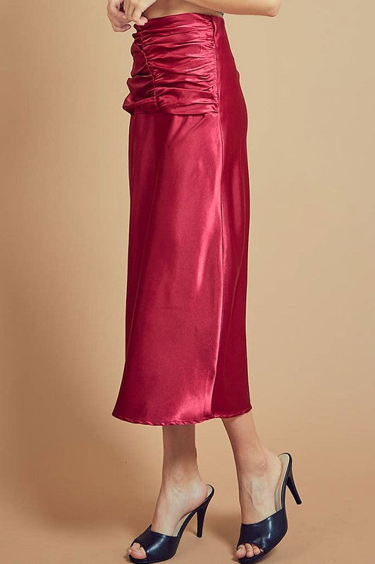 WAIST DETAIL SATIN SKIRT FINAL SALE NO RETURNS OR EXCHANGES