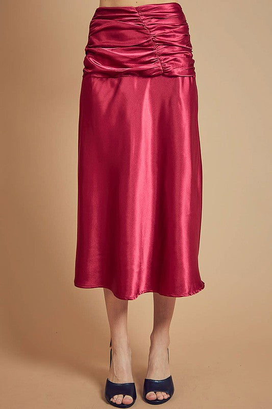 WAIST DETAIL SATIN SKIRT FINAL SALE NO RETURNS OR EXCHANGES
