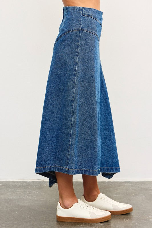 SEAM DETAIL A LINE DENIM SKIRT