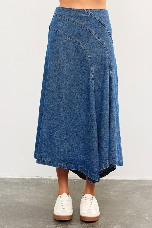 SEAM DETAIL A LINE DENIM SKIRT
