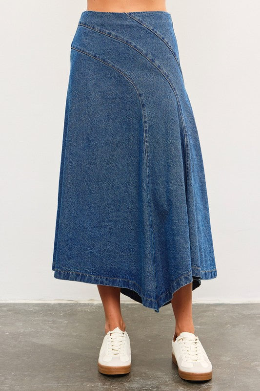 SEAM DETAIL A LINE DENIM SKIRT