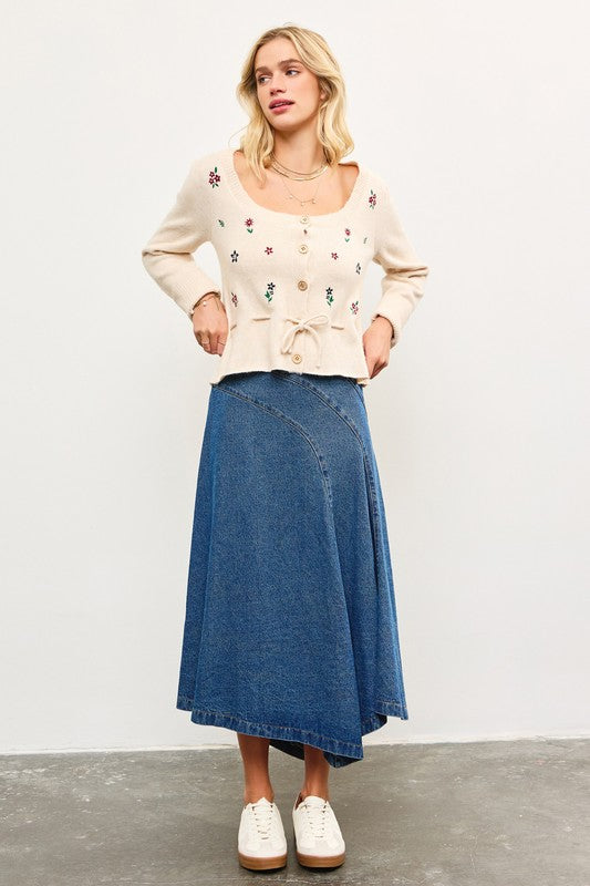 SEAM DETAIL A LINE DENIM SKIRT