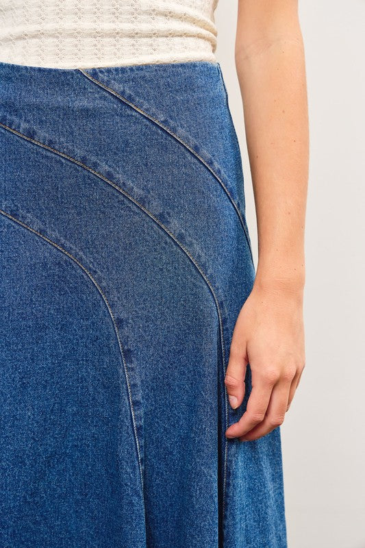 SEAM DETAIL A LINE DENIM SKIRT