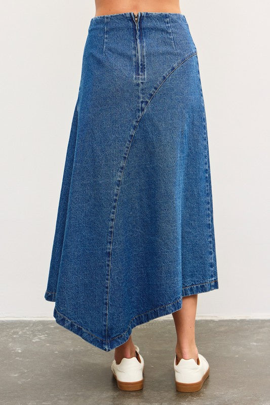 SEAM DETAIL A LINE DENIM SKIRT