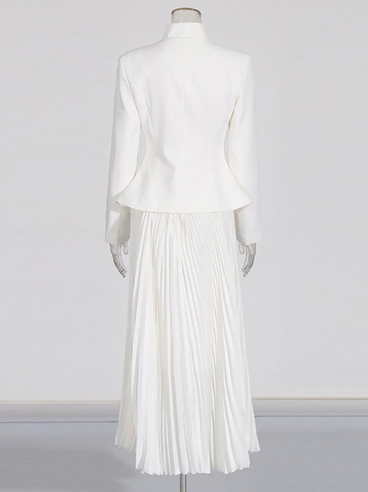 Slim Blazer Pleated Skirt Two-Piece Set
