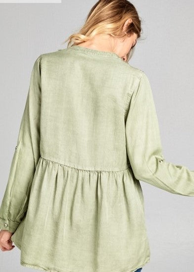 Bohemian Tencel Fringe Top Baby Doll Blouse FINAL SALE NO RETURNS OR EXCHANGES