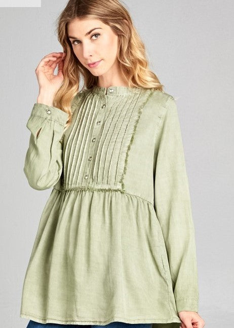 Bohemian Tencel Fringe Top Baby Doll Blouse FINAL SALE NO RETURNS OR EXCHANGES