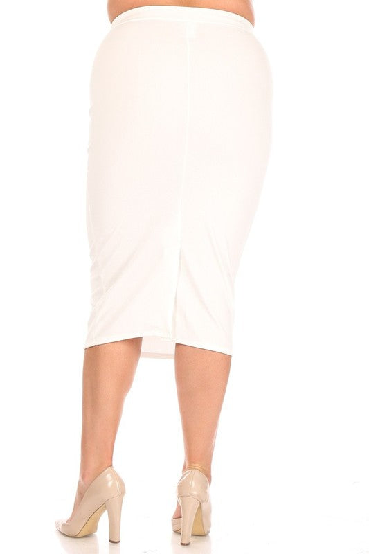 Solid high rise, fitted midi skirt FINAL SALE NO RETURNS OR EXCHANGES