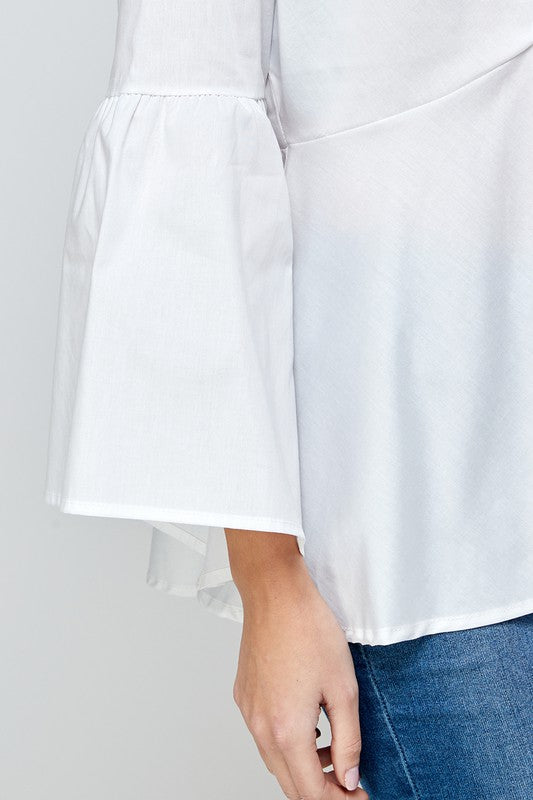 Solid woven surplice peplum top FINAL SALE NO RETURNS OR EXCHANGES