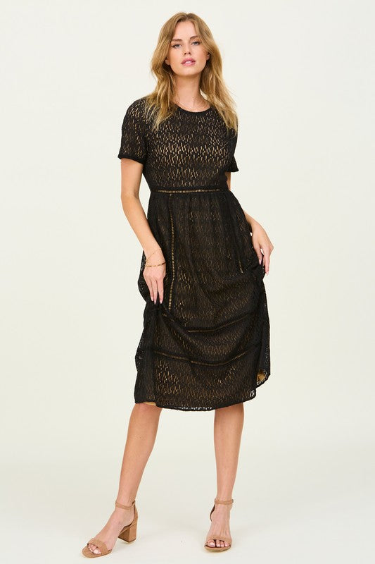 Plus Mixed Lace Dress FINAL SALE NO RETURNS OR EXCHANGES