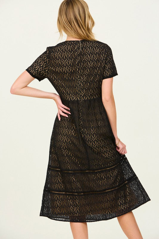 Plus Mixed Lace Dress FINAL SALE NO RETURNS OR EXCHANGES