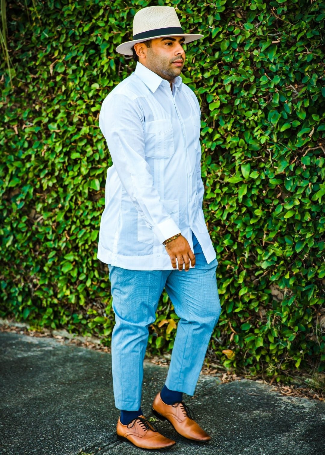 LONG SLEEVE GUAYABERA SHIRT // WHITE