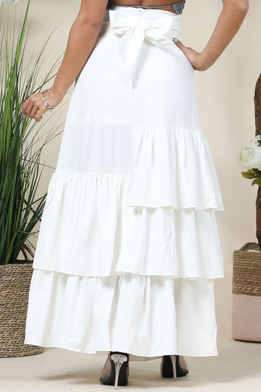 Ruffled hi waist skirt