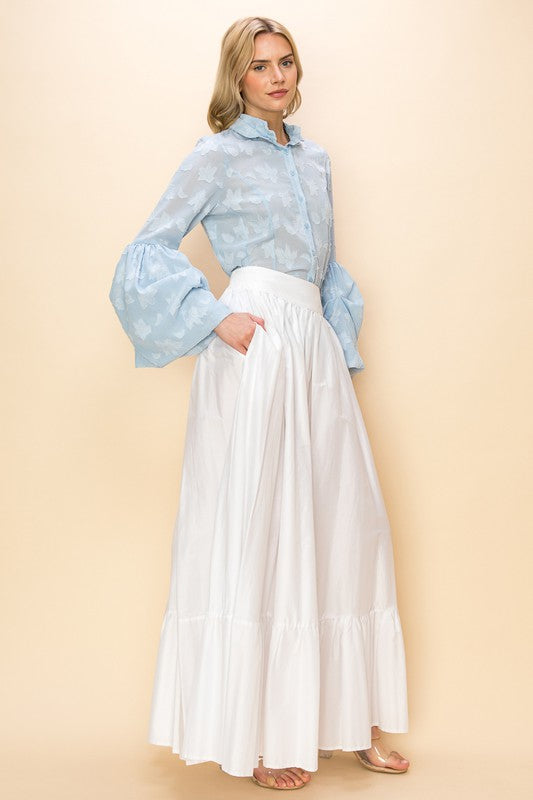 POCKETED FLARED MAXI SKIRT
