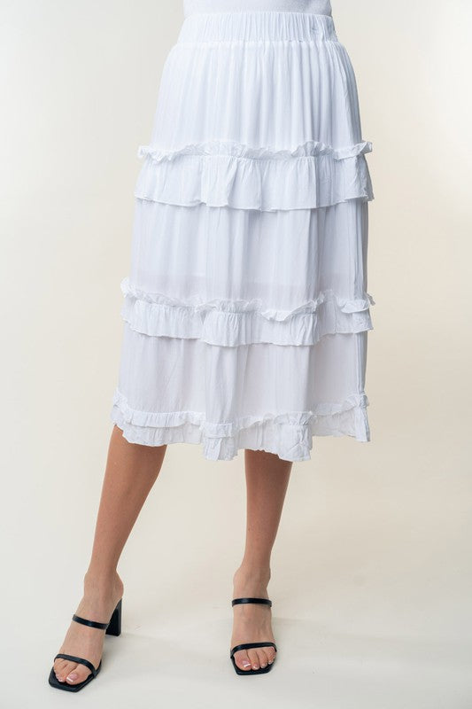 High Waisted Solid Woven Skirt