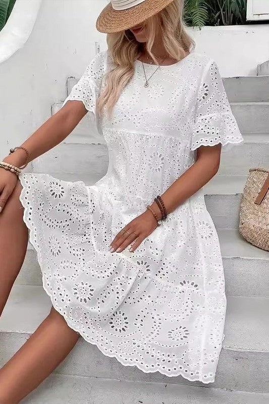 Cotton Lace Short Dress