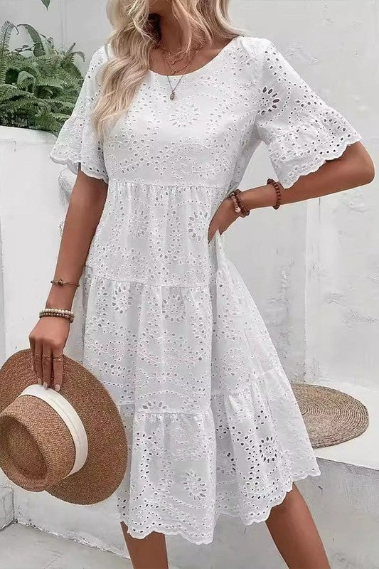 Cotton Lace Short Dress
