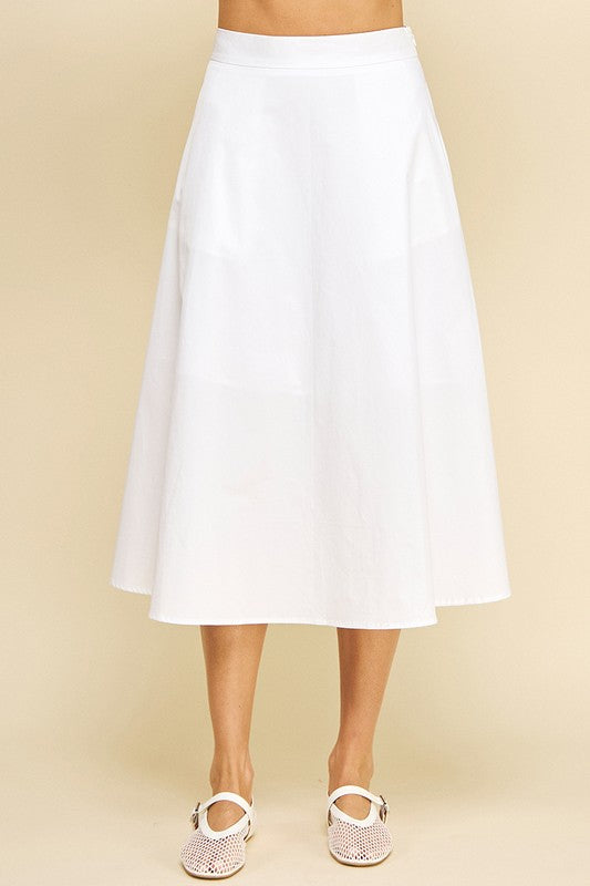 SOLID A-LINE MIDI SKIRT