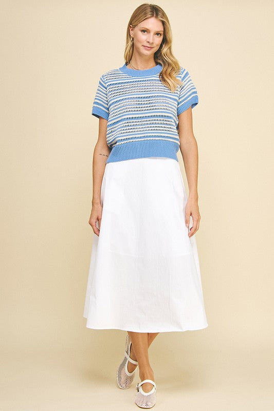 SOLID A-LINE MIDI SKIRT