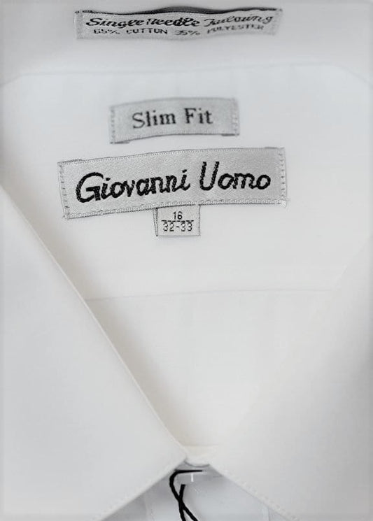 GIOVANNI UOMO MEN'S SLIM WHITE COLOR DRESS SHIRT